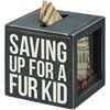 Saving Up For A Fur Kid Bank And Socks Set - Wood, Glass, Cotton, Nylon, Spandex, Ribbon