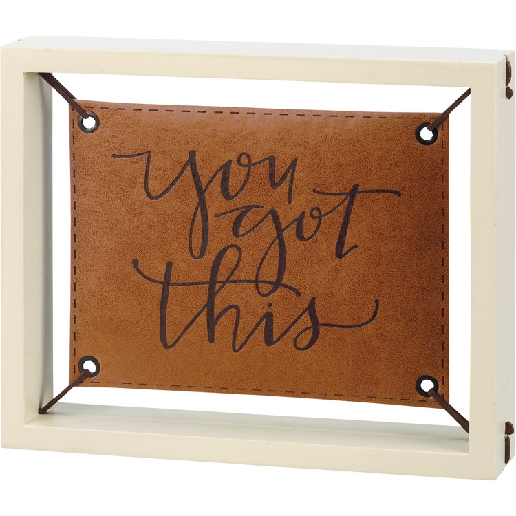 Leather Wall Art - You Got This - 8" x 6.50" x 1.50" - Wood, Faux Leather, Metal