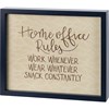 Home Office Rules Inset Box Sign - Wood