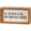 Love And Christmas Cookies Inset Box Sign - Wood