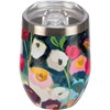 Red Floral Wine Tumbler - Stainless Steel, Plastic