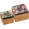 Hinged Box Set - Best Friends - 5" x 5" x 3.50", 4" x 4" x 2.75" - Wood, Paper, Metal