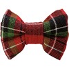 Christmas Plaid Small Pet Bow Tie Set - Cotton, Hook-and-Loop Fastener