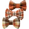 Fall Plaid Medium Pet Bow Tie Set - Cotton, Hook-and-Loop Fastener