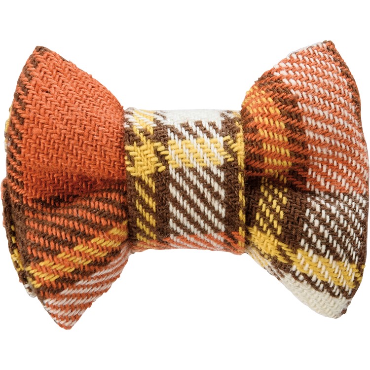 Fall Plaid Small Pet Bow Tie Set - Cotton, Hook-and-Loop Fastener