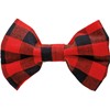 Buffalo Check Large Pet Bow Tie Set - Cotton, Hook-and-Loop Fastener