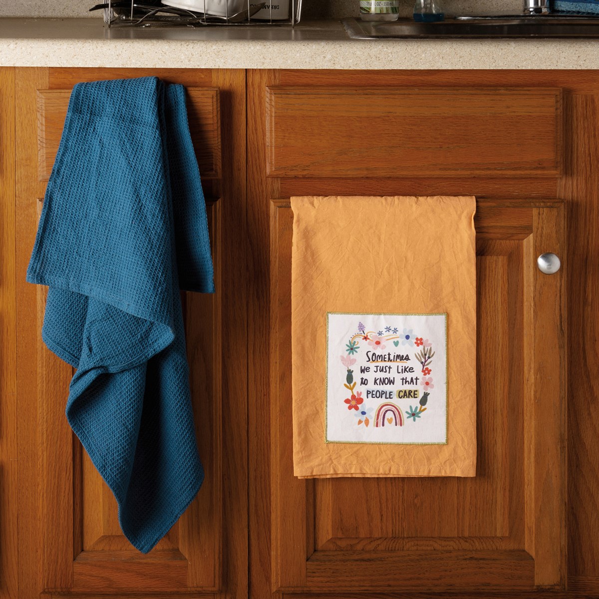 Just Like To Know People Care Kitchen Towel Set - Cotton