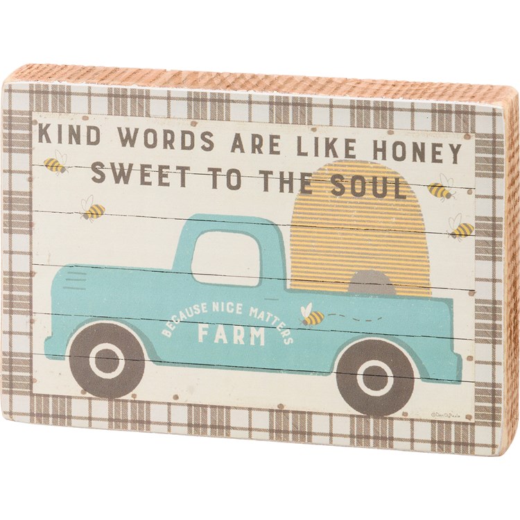 Words Like Honey Sweet To The Soul Block Sign - Wood, Paper