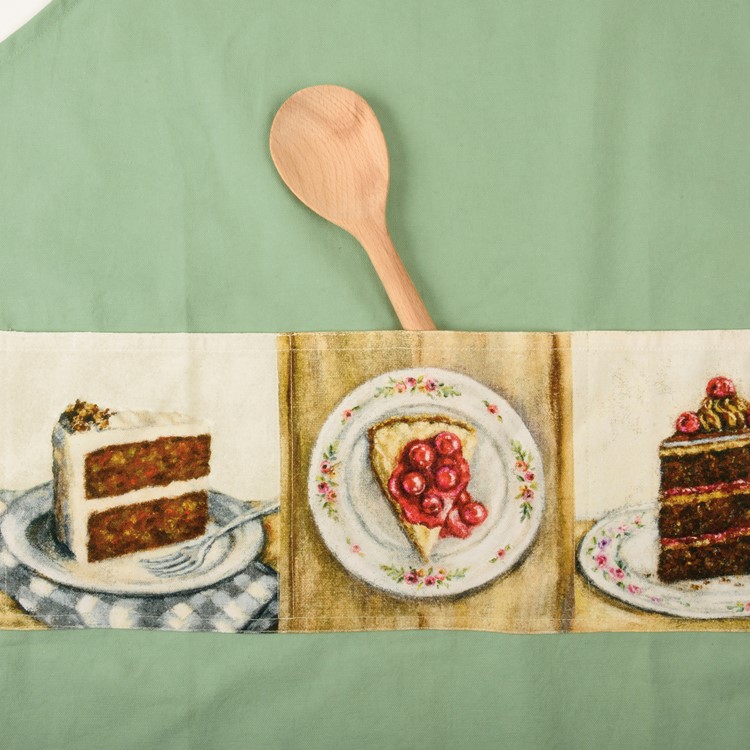 Apron - Cake Slices Baking Is My Therapy - 27.50" x 28" - Cotton, Metal