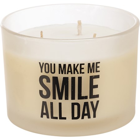 Jar Candle - You Make Me Smile All Day - 14 oz., 4.50" Diameter x 3.25" - Soy Wax, Glass, Cotton