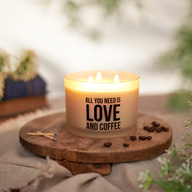 All You Need Is Love And Coffee Candle - Soy Wax, Glass, Cotton