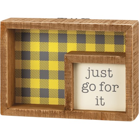 Inset Box Sign - Just Go For It - 7" x 5" x 1.75" - Wood