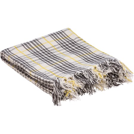 Gray And Yellow Throw - Cotton