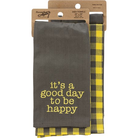Kitchen Towel Set - It's A Good Day To Be Happy - 20" x 28" - Cotton