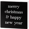Merry Christmas & Happy New Year Block Sign - Wood