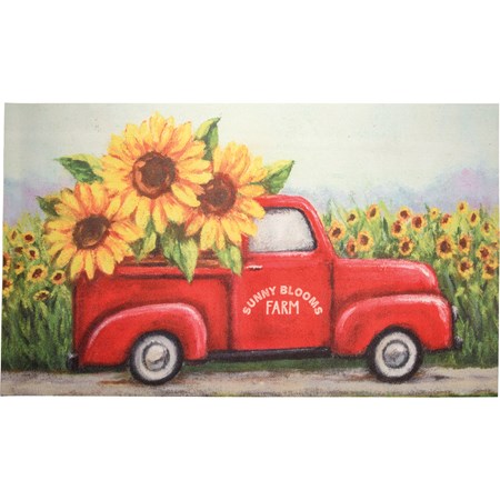 Rug - Sunflower Sunny Blooms Farm - 34" x 20" - Polyester, PVC skid-resistant backing