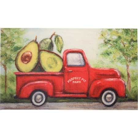 Rug - Avocado Perfect Pit Farm - 34" x 20" - Polyester, PVC skid-resistant backing