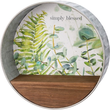 Shelf - Simply Blessed - 12.50" Diameter x 4" - Metal, Paper, Wood