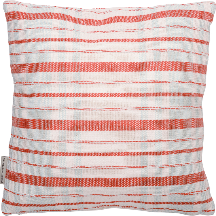 Blue Orange Multi Plaid Pillow - Cotton, Zipper