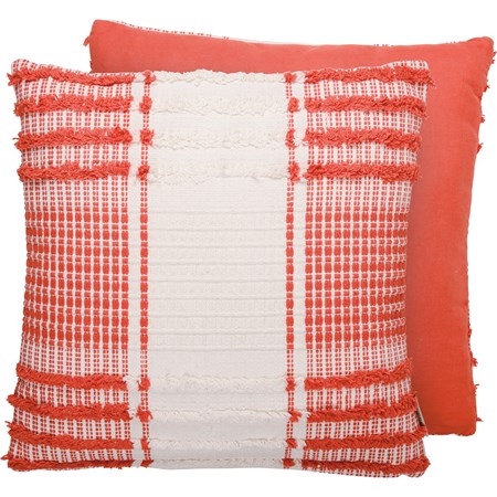 Orange Fringe Pillow - Cotton, Zipper