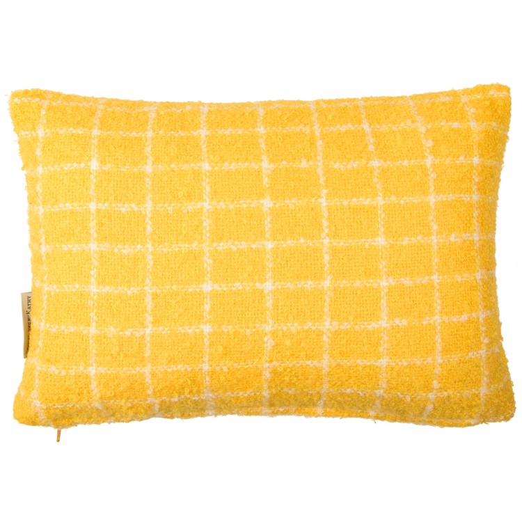 Yellow Plaid Pillow - Cotton, Zipper