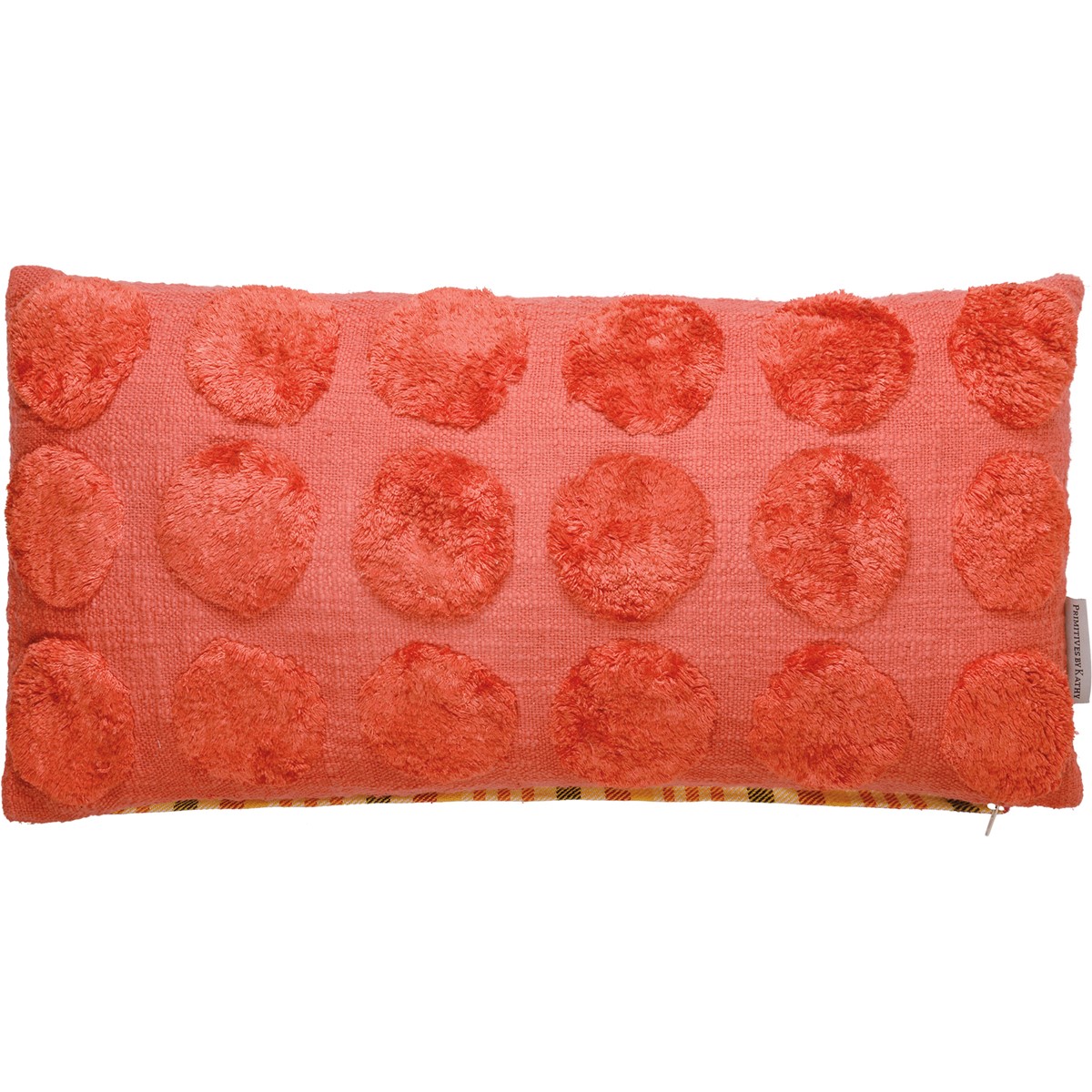 Orange Tufted Pillow - Cotton, Zipper