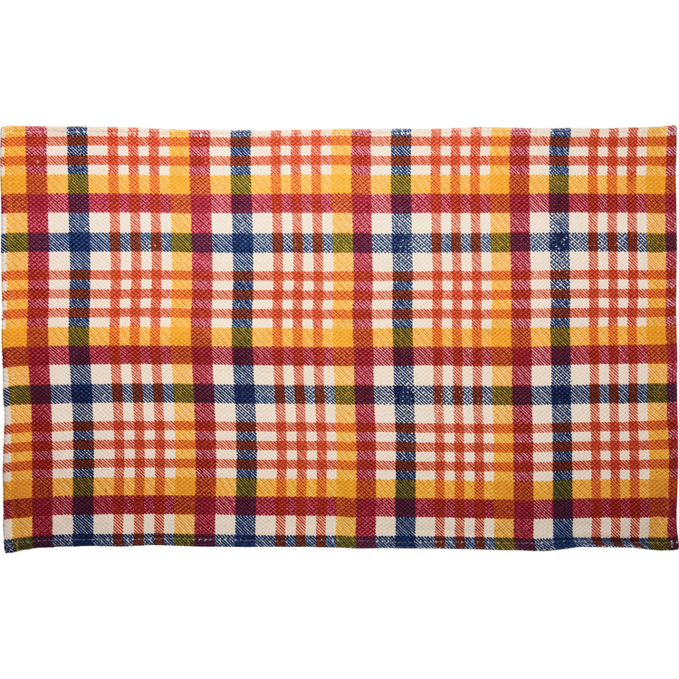 Happy Plaid Rug - Cotton, Latex skid-resistant backing