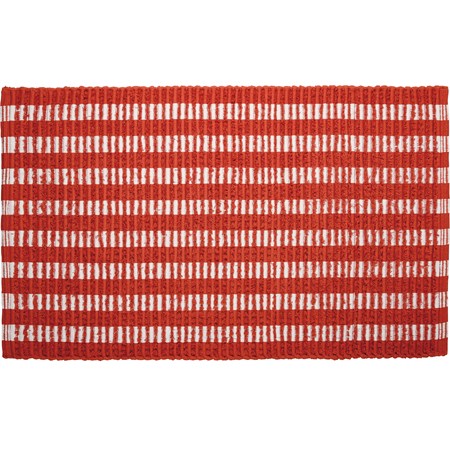 Rug - Orange Stripe - 34" x 20" - Cotton, Latex skid-resistant backing