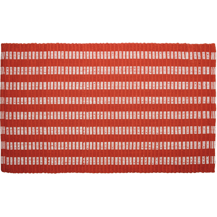 Orange Stripe Rug - Cotton, Latex skid-resistant backing