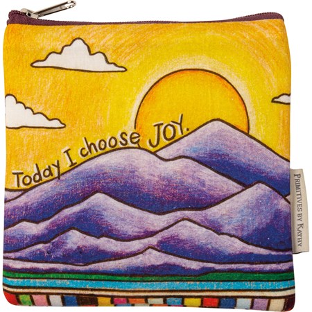 Everything Pouch - Today I Choose Joy - 7" x 6.50" - Cotton, Faux Leather, Metal