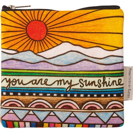 Everything Pouch - You Are My Sunshine - 7" x 6.50" - Cotton, Faux Leather, Metal