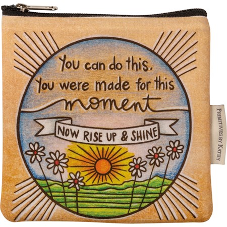 Everything Pouch - Made For This Moment - 7" x 6.50" - Cotton, Faux Leather, Metal