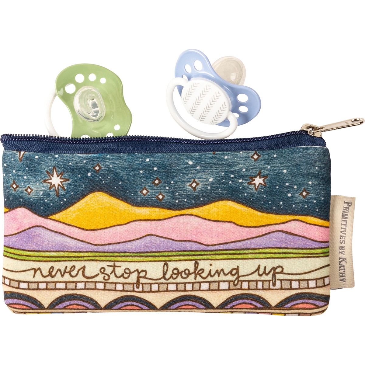 Never Stop Looking Up Everything Pouch Set - Cotton, Faux Leather, Metal