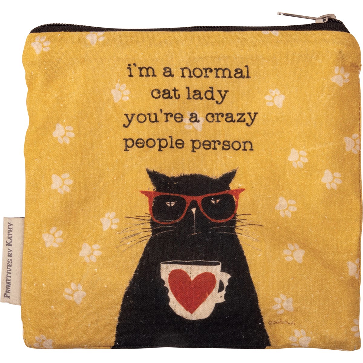 I'm A Normal Cat Lady Everything Pouch - Cotton, Faux Leather, Metal