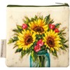 Sunflowers Everything Pouch - Cotton, Faux Leather, Metal