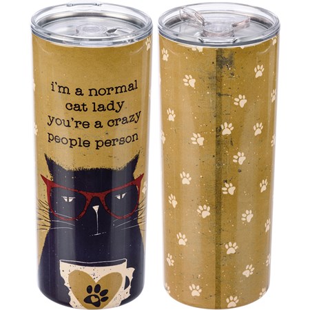 Coffee Tumbler - I'm A Normal Cat Lady - 20 oz., 3" Diameter x 7.75" - Stainless Steel, Plastic