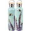 Bees & Lavender Insulated Bottle - Stainless Steel, Bamboo