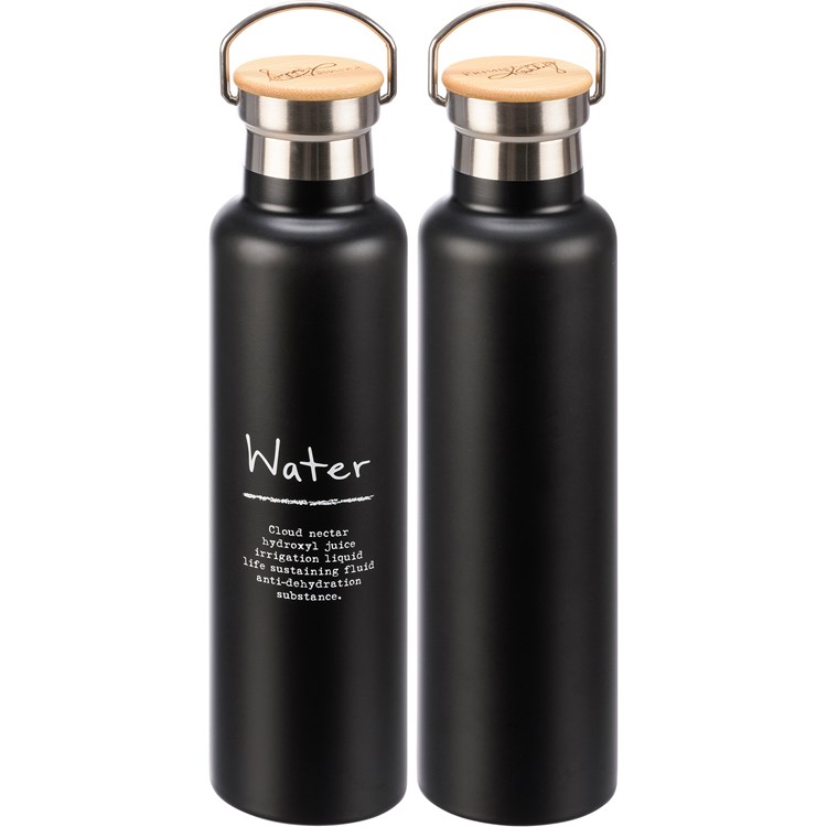 Water Insulated Bottle - Stainless Steel, Bamboo