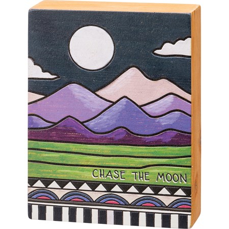 Box Sign - Chase The Moon - 6" x 8" x 1.75" - Wood