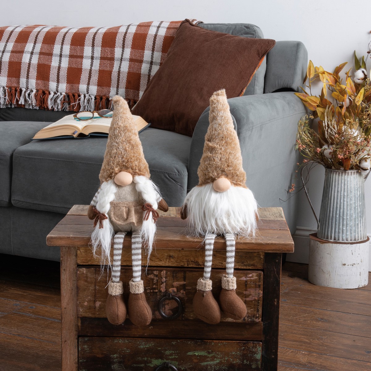 Sitter Set - Gnome Couple - 4" x 19" x 6" - Fabric, Felt