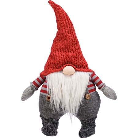 Sitter - Standing Gnome - 9" x 16" x 5" - Fabric, Felt, Metal
