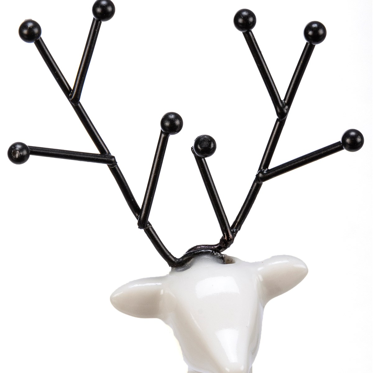 Black & White Deer Figurine Set - Ceramic, Metal