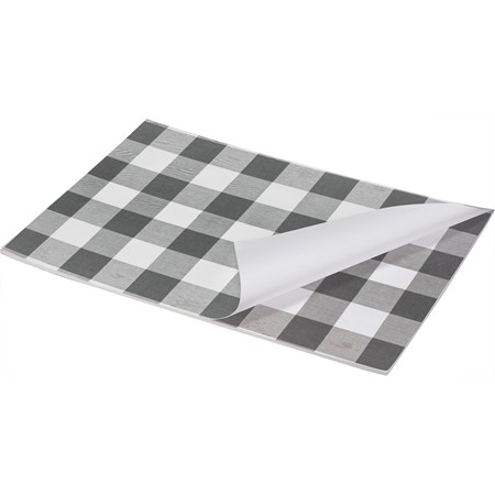 Paper Placemat Pad - Gray Buffalo Check - 17.50" x 12" - Paper