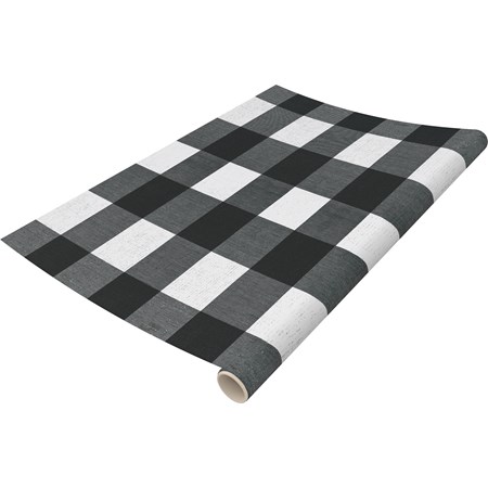 Black And White Buffalo Check Paper Table Runner - Paper