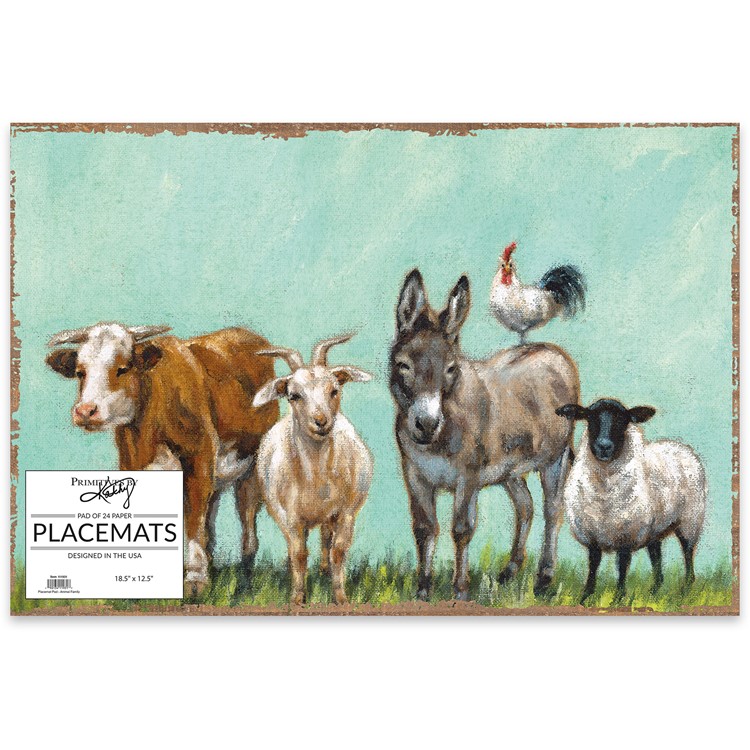 Paper Placemat Pad - Animal Family - 17.50" x 12" - Paper