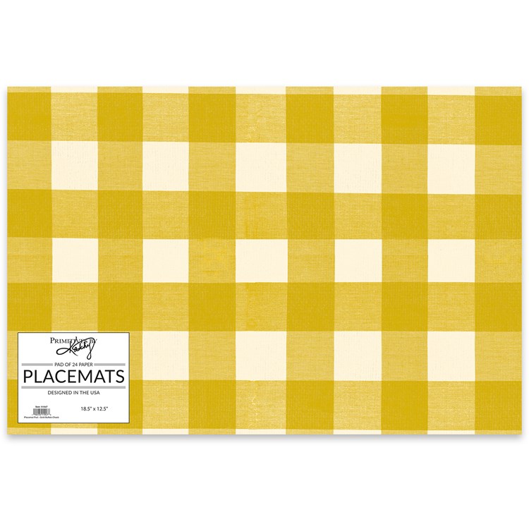 Paper Placemat Pad - Gold Buffalo Check - 17.50" x 12" - Paper