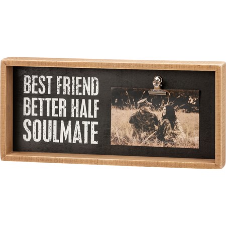 Inset Box Frame - Best Friend Better Half Soulmate - 15" x 7" x 1.75", Fits 6" x 4" Photo - Wood, Metal