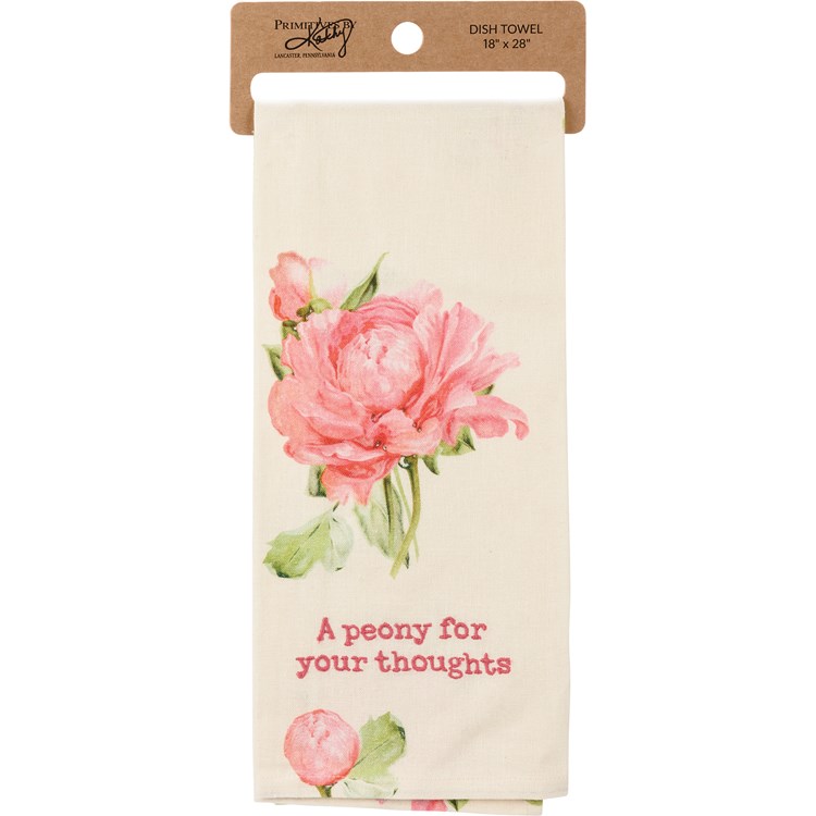 A Peony For Your Thoughts Kitchen Towel - Cotton, Linen