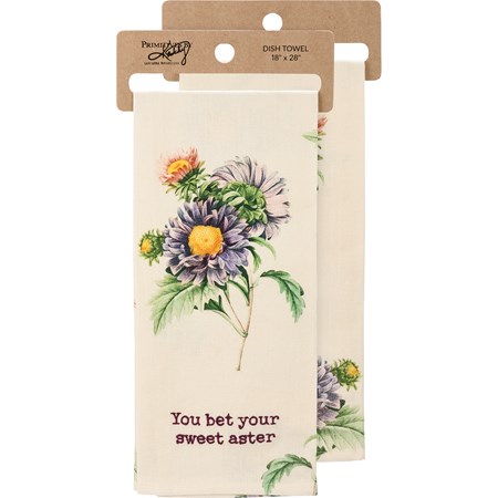 Kitchen Towel - You Bet Your Sweet Aster - 18" x 28" - Cotton Linen