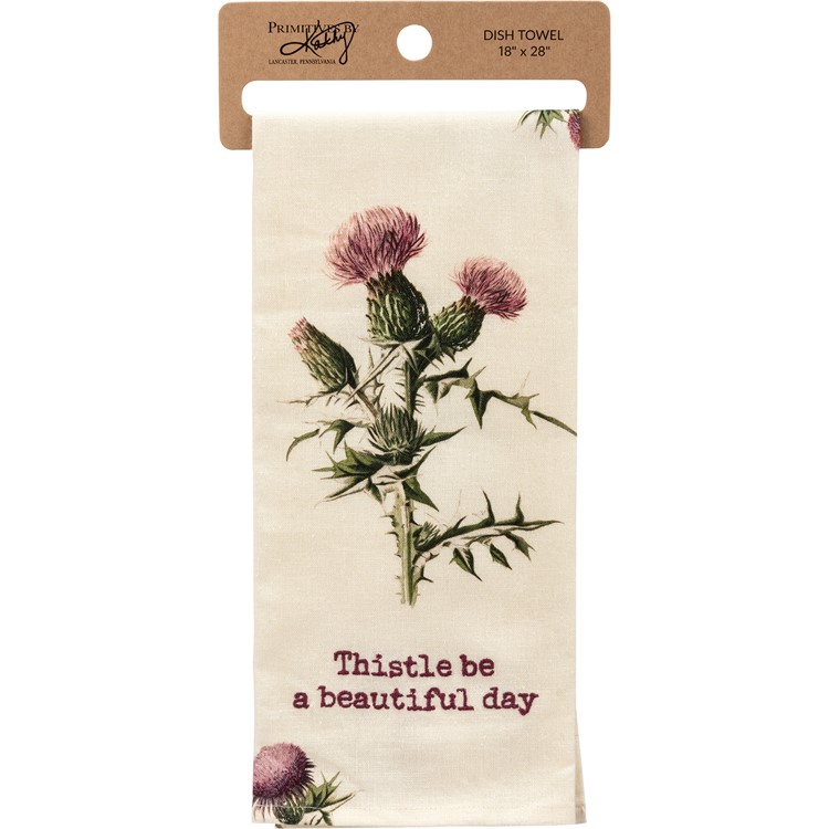 Kitchen Towel - Thistle Be A Beautiful Day - 18" x 28" - Cotton Linen